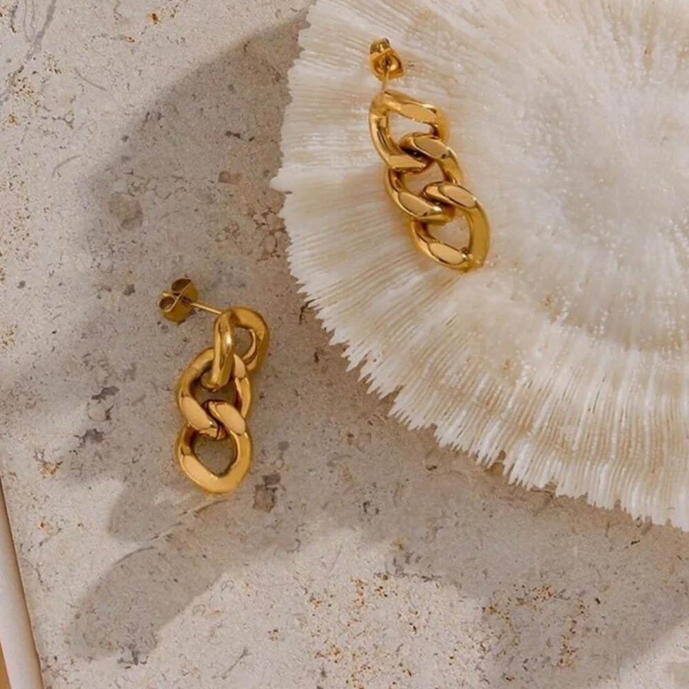 18k Gold Filled Cuban Chain Earrings